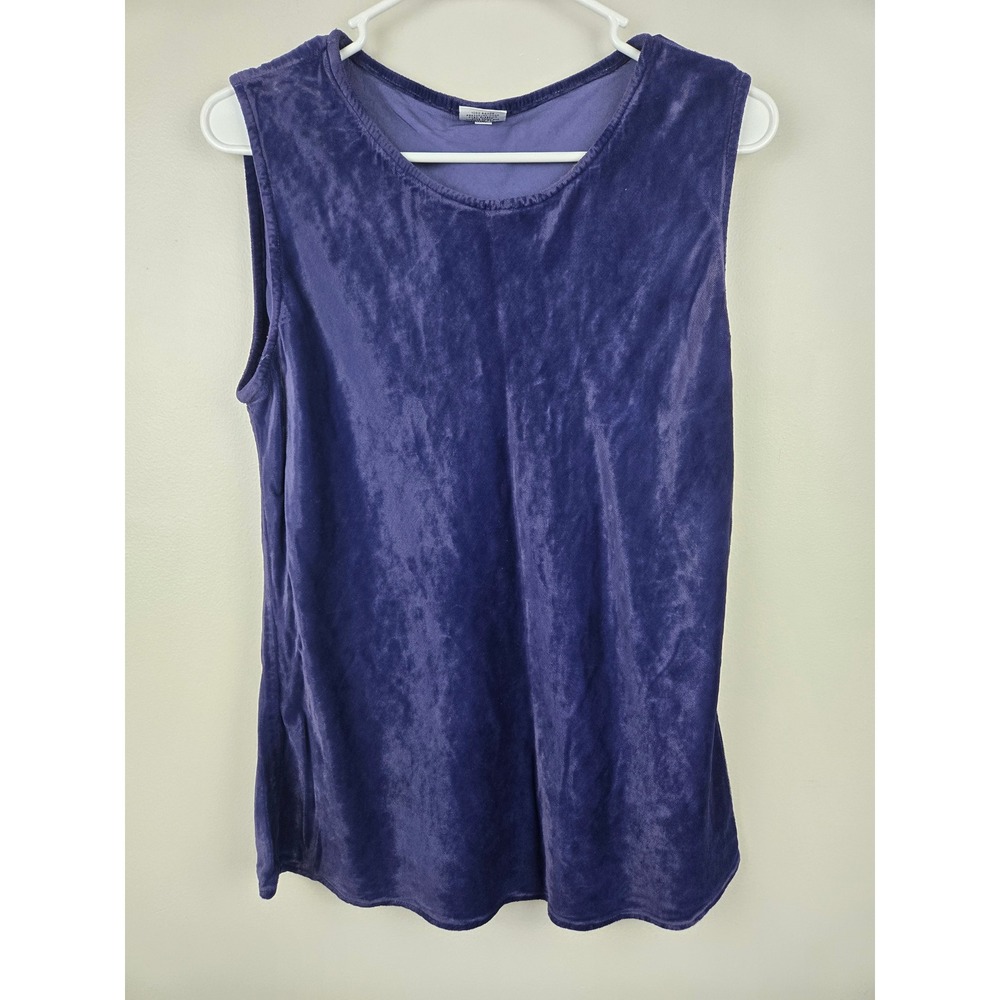 CP Shades Womens Purple Velvet Hand Dyed Rayon‎ Scoop Neck Tank Top Size M